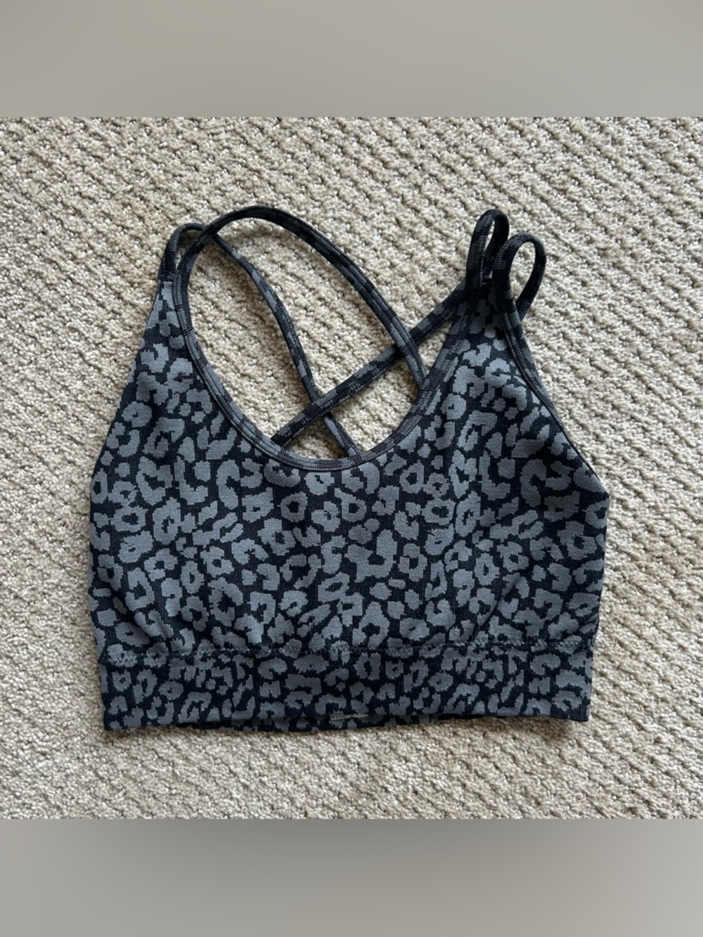 Grey and Black Cheetah Print Sports Bra Size: Medium